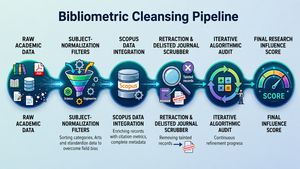 Flowchart depicting Times Higher Education's bibliometric cleansing pipeline for data integrity.
