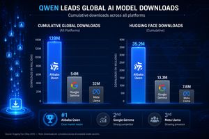 Comparative data visualization of AI model downloads