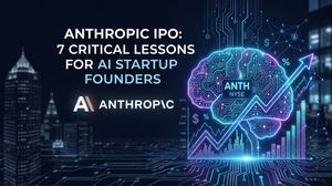 Thumbnail: Anthropic IPO lessons for AI founders, blending AI and finance visuals.
