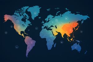 World map illustrating regional variations in public sentiment towards AI, with color-coded optimism and caution.