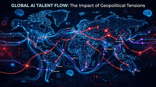 Global AI talent flow map with geopolitical disruptions